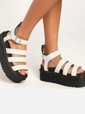 Dr. Martens Blaire Platform Sandals In White SZ 10